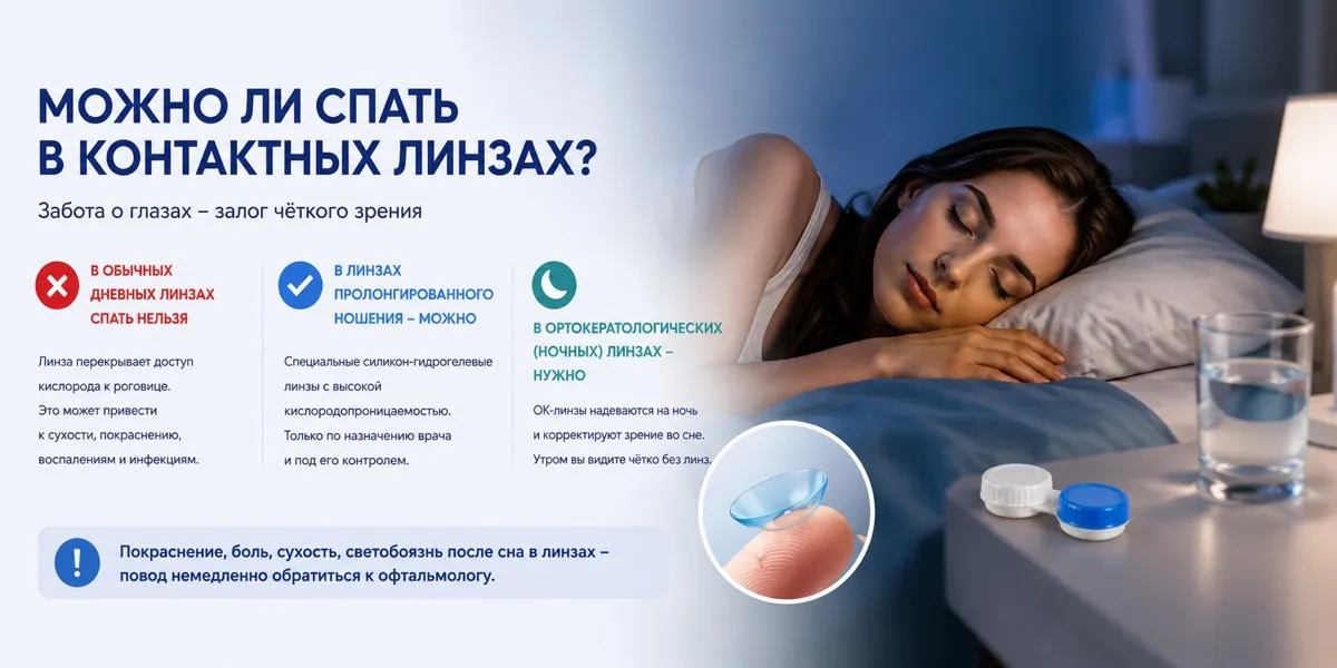 Можно ли спать в контактных линзах: разбираем по полочкам