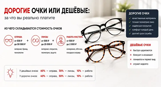 Дорогие очки и дешёвые — отличия