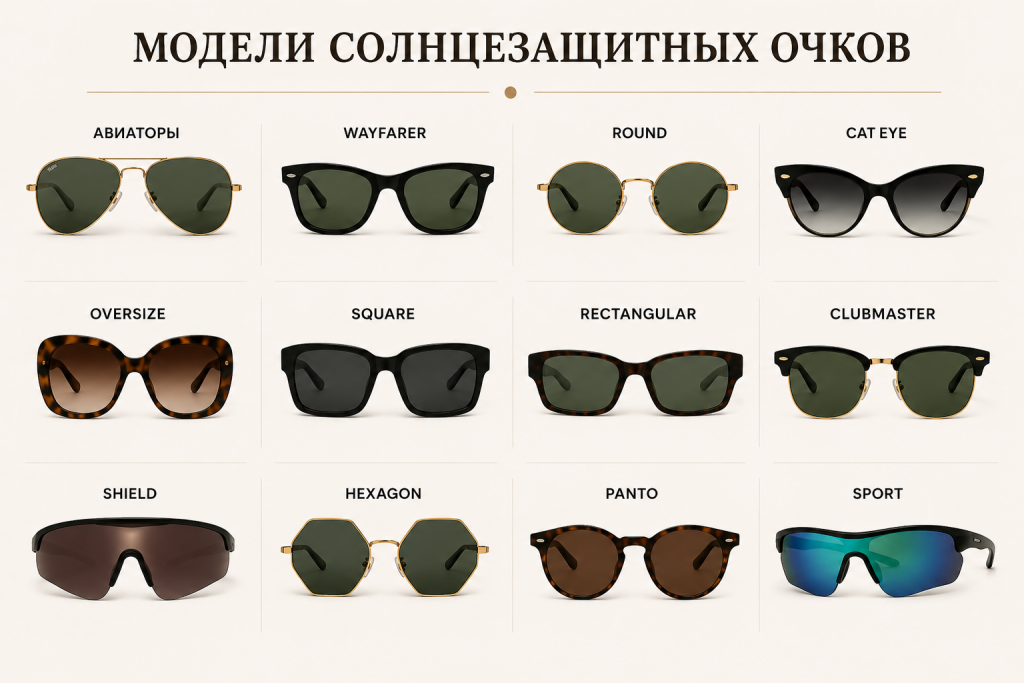 Модели солнцезащитных очков